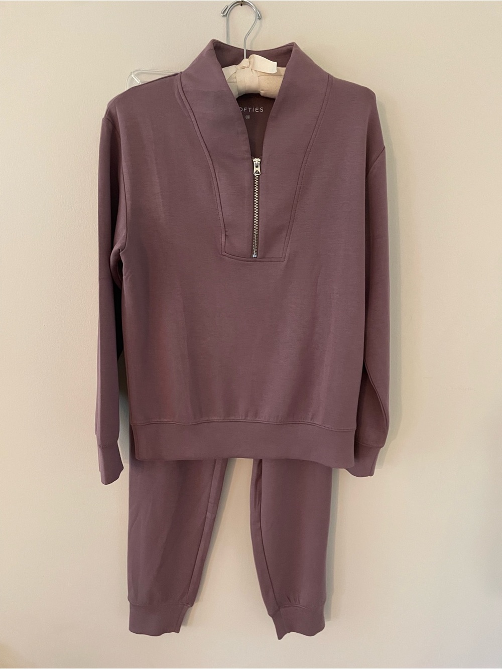 Softies Cozy Half-Zip Pullover & Jogger Set - Plum XS
